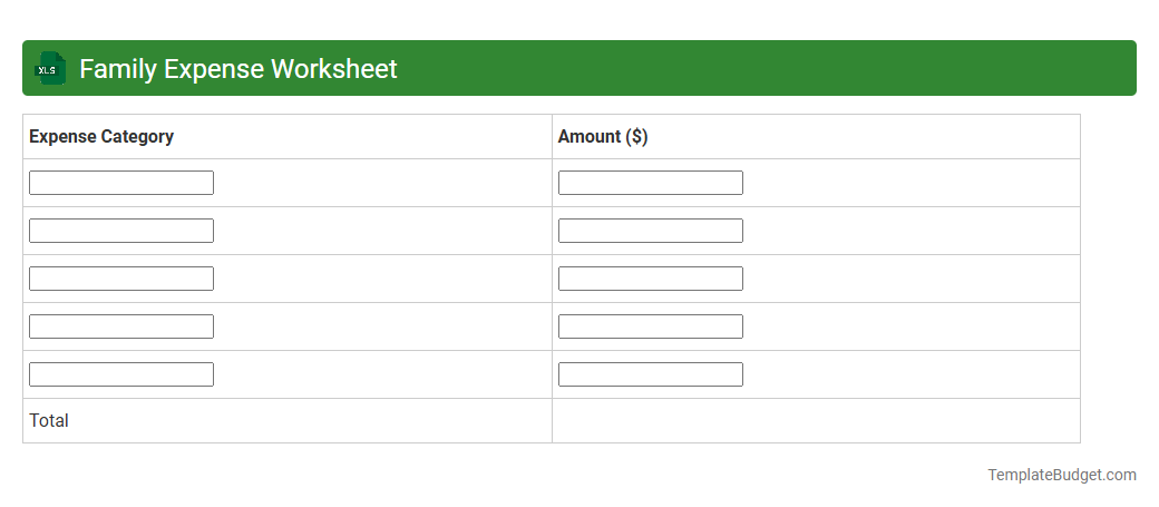 Family Expense Worksheet
