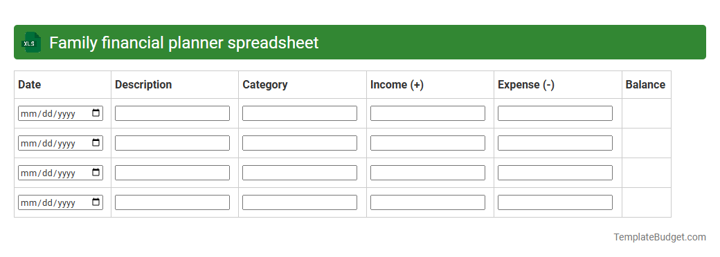 Family financial planner spreadsheet