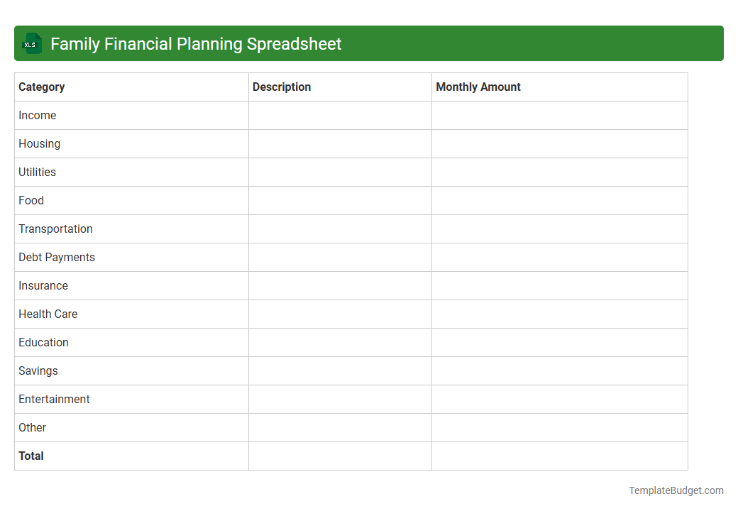 Family Financial Planning Spreadsheet