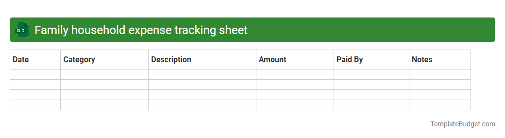 Family household expense tracking sheet