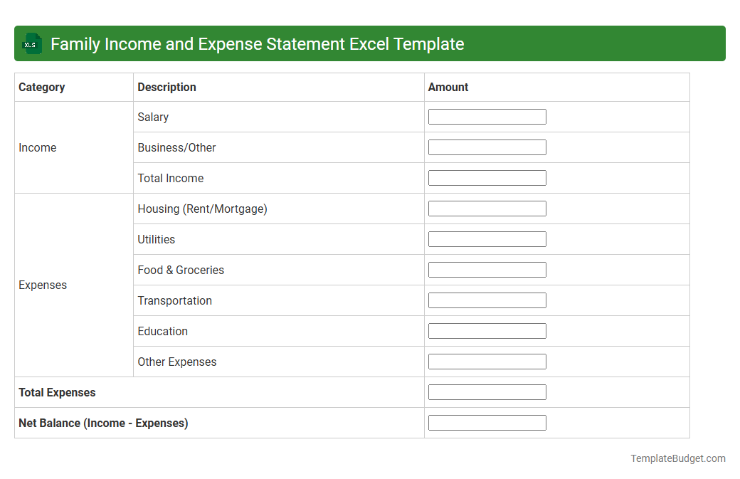 Family Income and Expense Statement Excel Template