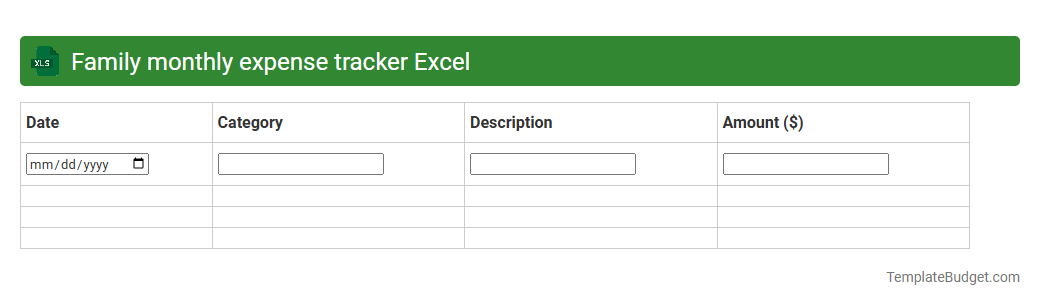 Family monthly expense tracker Excel