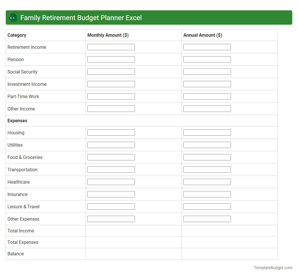 Family Retirement Budget Planner Excel
