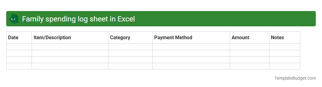 Family spending log sheet in Excel