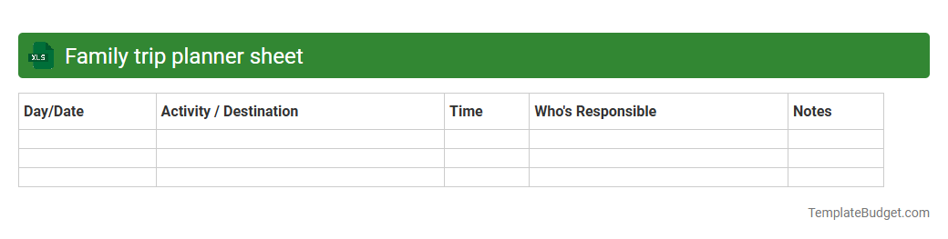 Family trip planner sheet