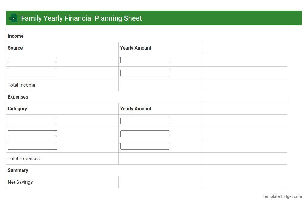 Family Yearly Financial Planning Sheet