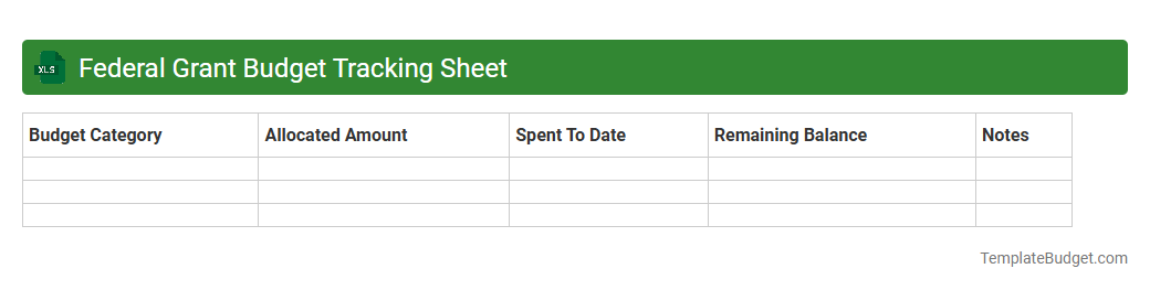 Federal Grant Budget Tracking Sheet