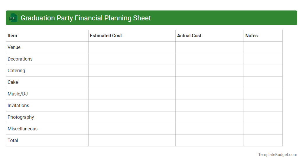 Graduation Party Financial Planning Sheet