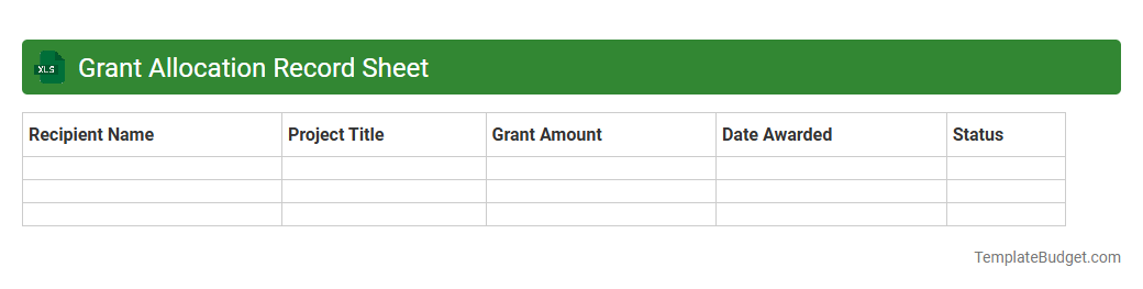 Grant Allocation Record Sheet