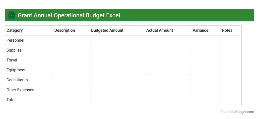 Grant Annual Operational Budget Excel