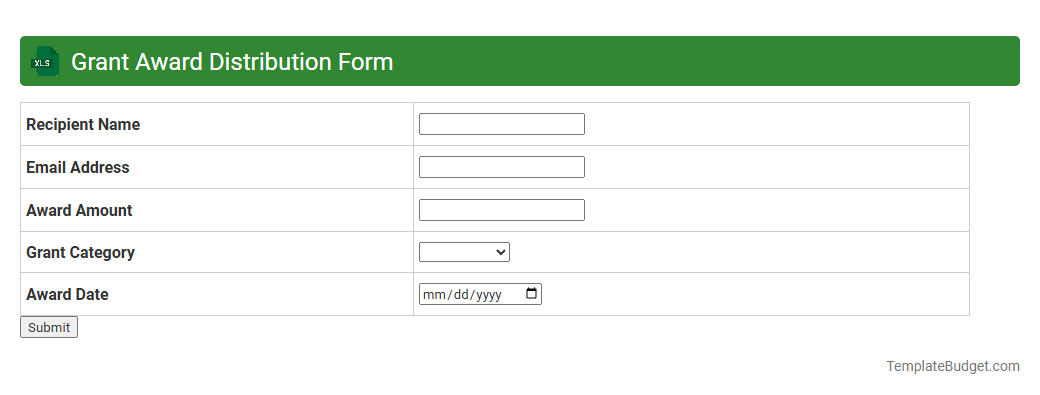 Grant Award Distribution Form