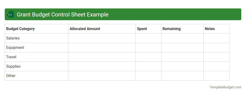 Grant Budget Control Sheet Example
