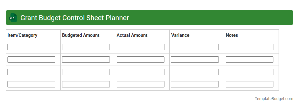 Grant Budget Control Sheet Planner