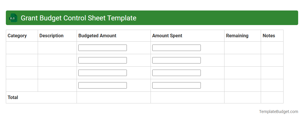 Grant Budget Control Sheet Template