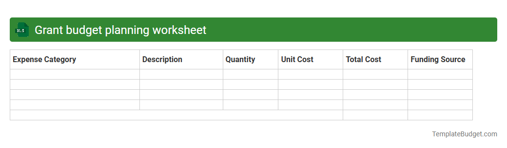 Grant budget planning worksheet