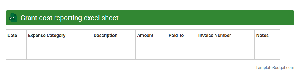 Grant cost reporting excel sheet