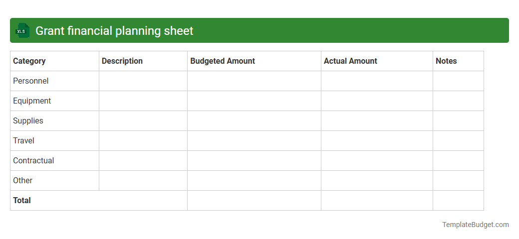 Grant financial planning sheet