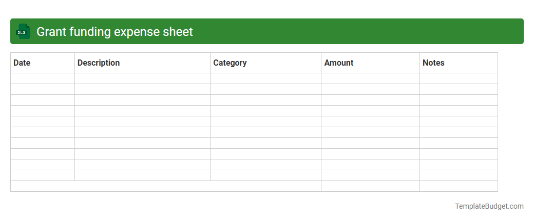 Grant funding expense sheet