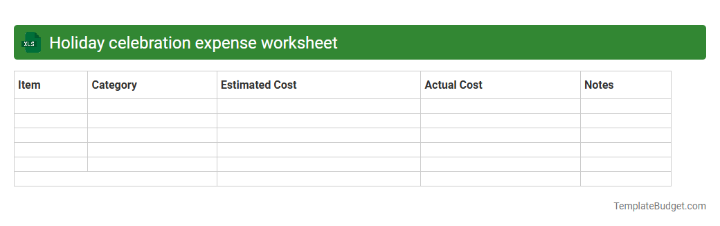 Holiday celebration expense worksheet
