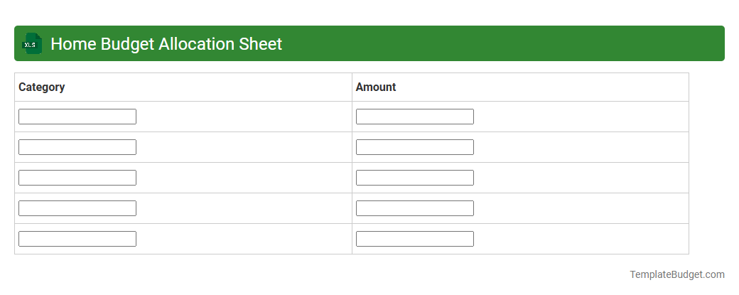 Home Budget Allocation Sheet