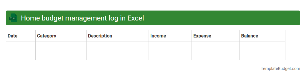 Home budget management log in Excel