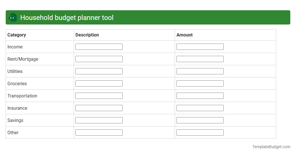 Household budget planner tool