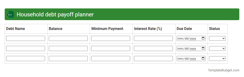 Household debt payoff planner
