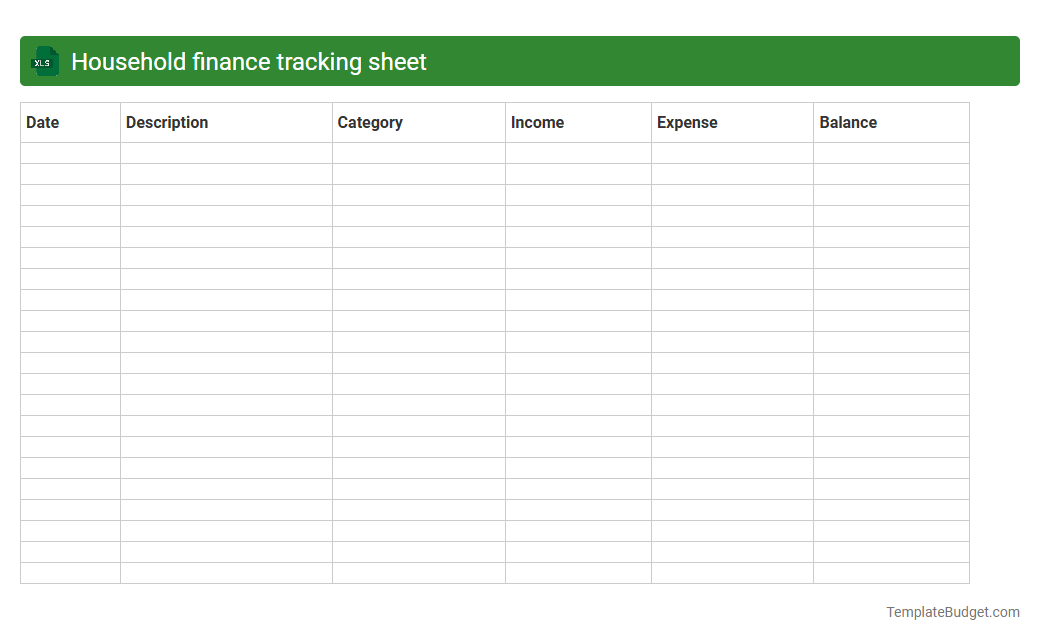 Household finance tracking sheet