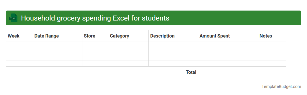Household grocery spending Excel for students