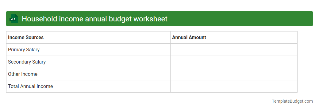 Household income annual budget worksheet