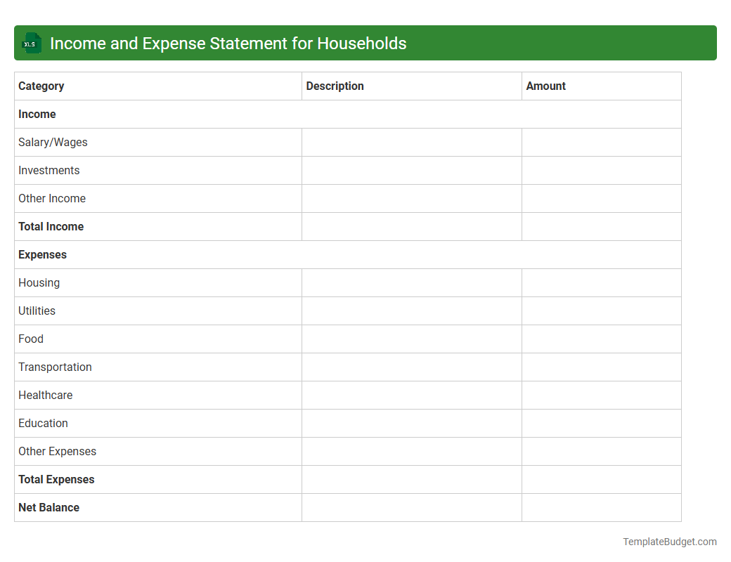 Income and Expense Statement for Households