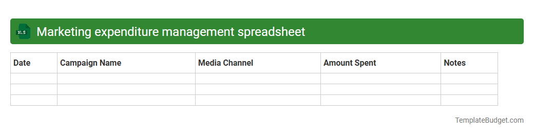 Marketing expenditure management spreadsheet