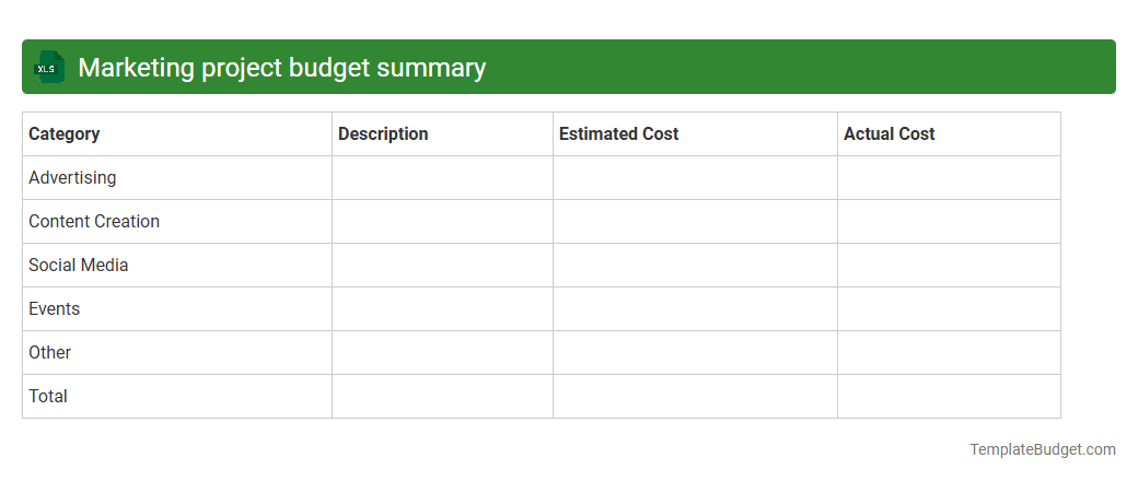 Marketing project budget summary