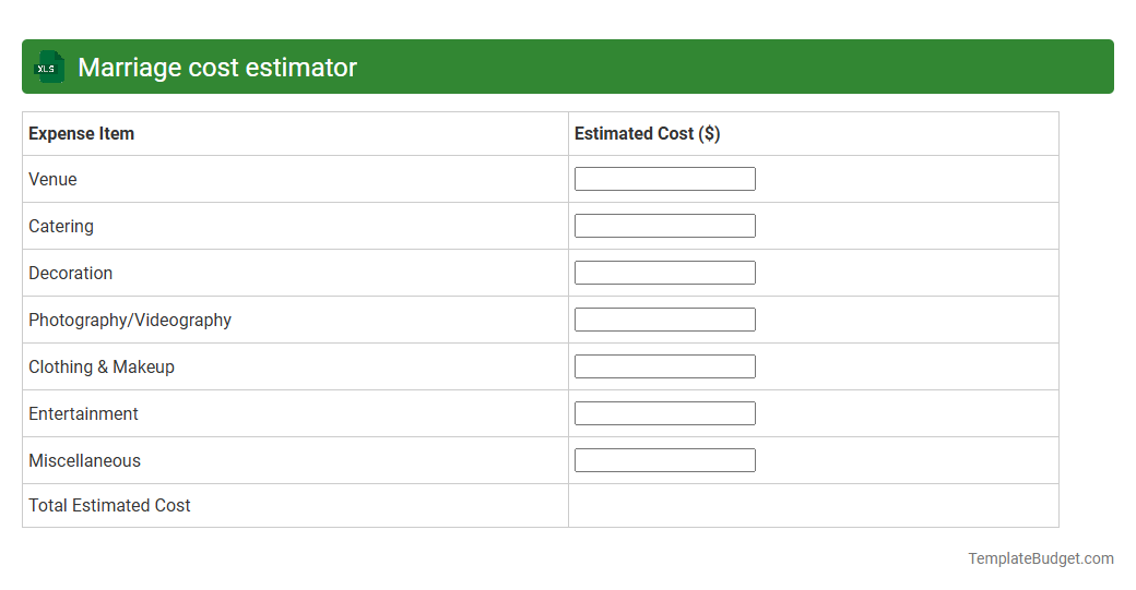 Marriage cost estimator