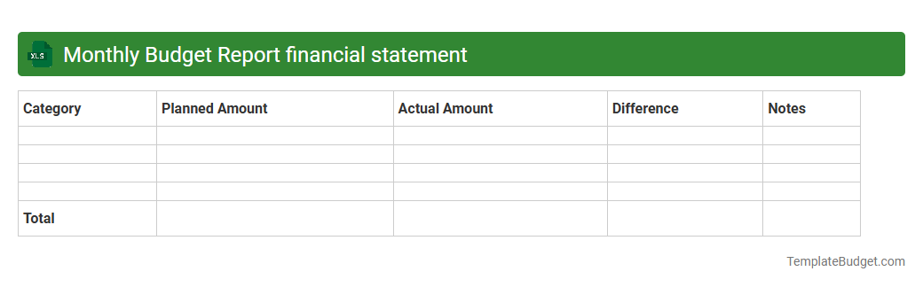 Monthly Budget Report financial statement