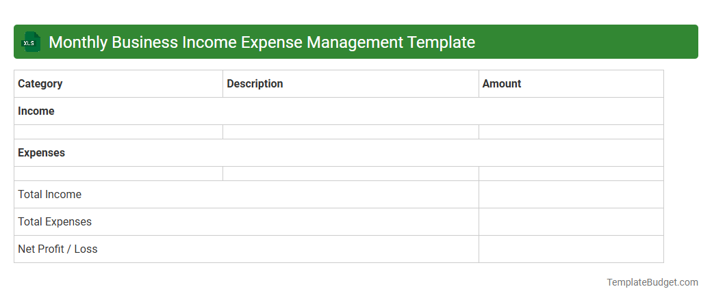 Monthly Business Income Expense Management Template