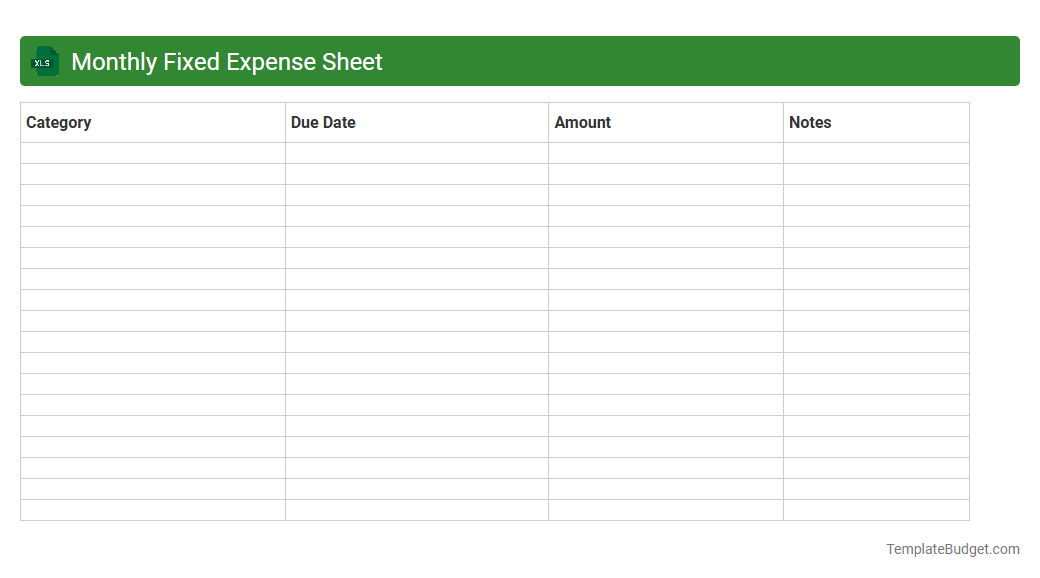 Monthly Fixed Expense Sheet