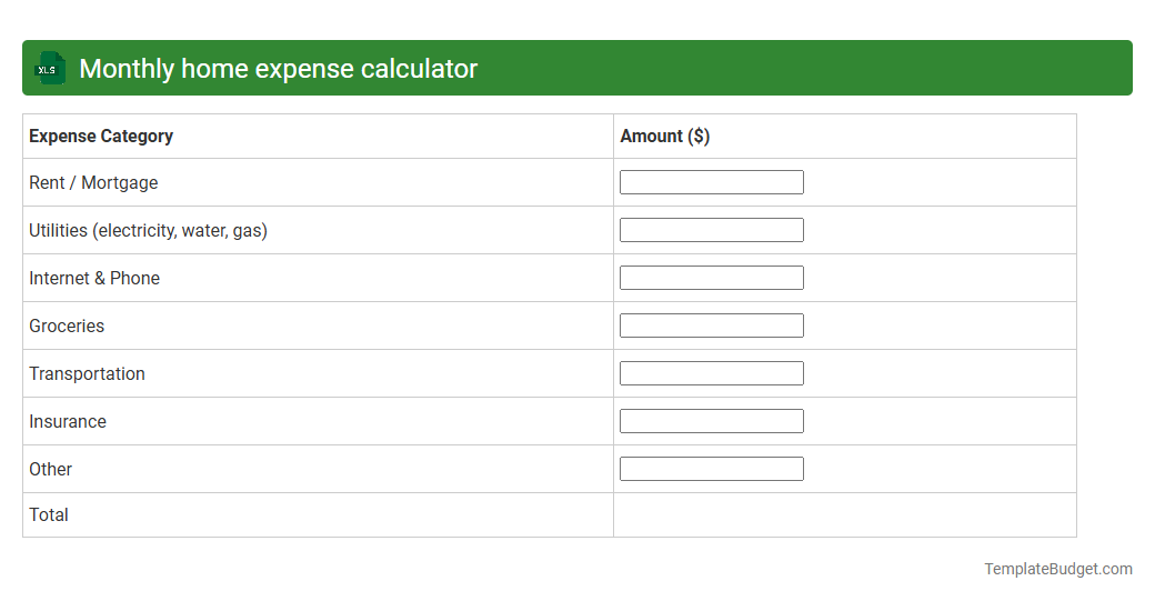 Monthly home expense calculator