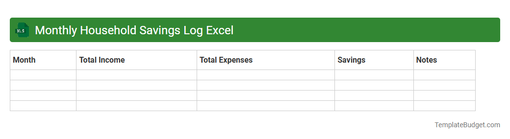 Monthly Household Savings Log Excel