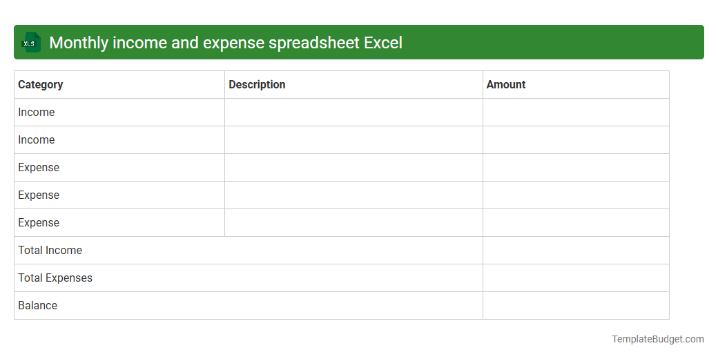 Monthly income and expense spreadsheet Excel