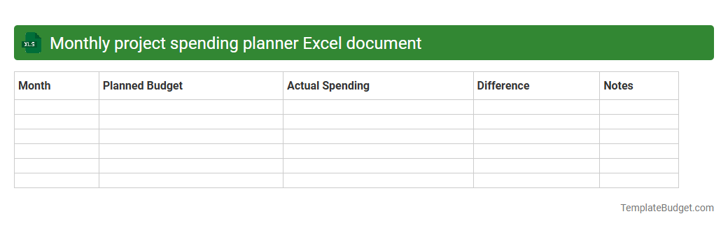 Monthly project spending planner Excel document