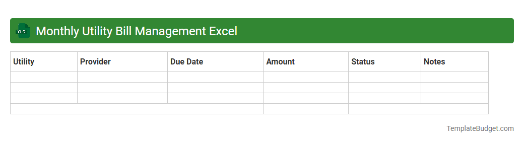 Monthly Utility Bill Management Excel