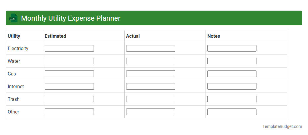 Monthly Utility Expense Planner