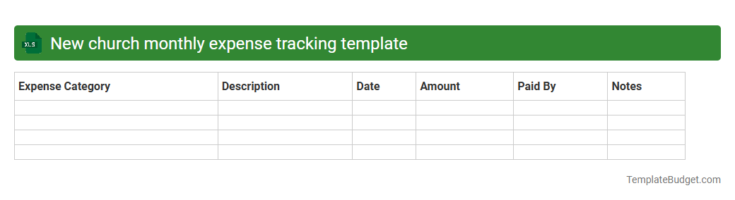 New church monthly expense tracking template