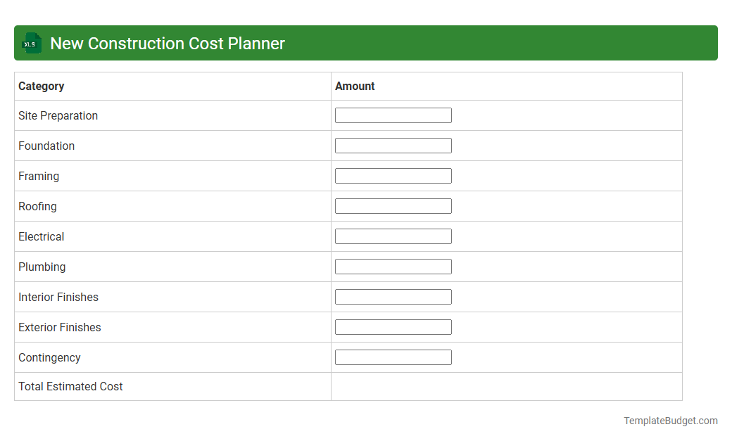 New Construction Cost Planner