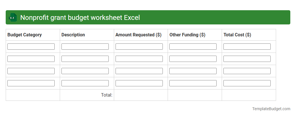 Nonprofit grant budget worksheet Excel