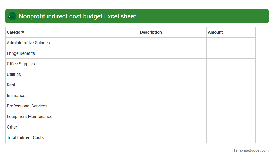 Nonprofit indirect cost budget Excel sheet