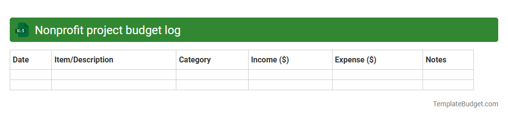 Nonprofit project budget log