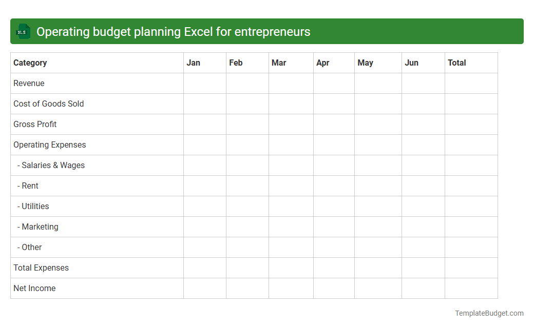 Operating budget planning Excel for entrepreneurs