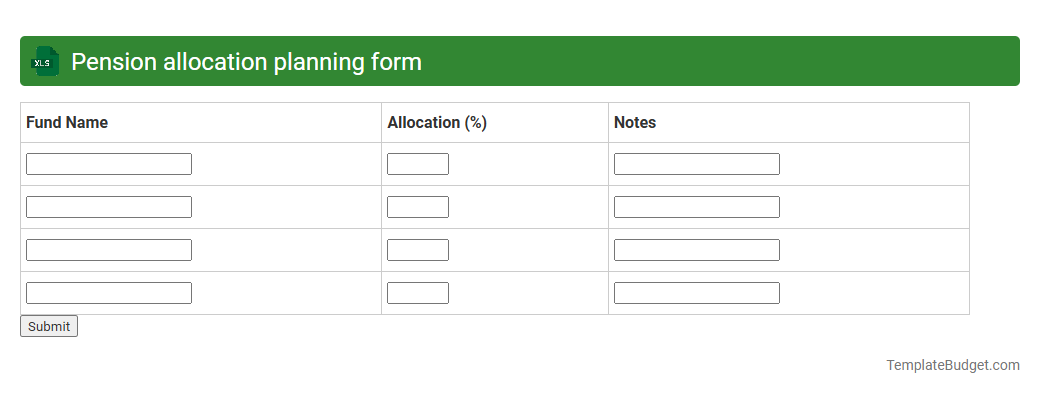 Pension allocation planning form